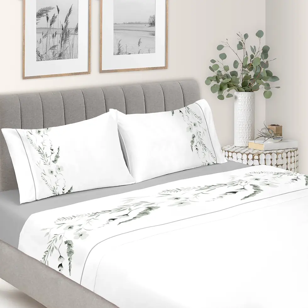 Transforme o seu quarto num refúgio de tranquilidade com o nosso Jogo de Cama da coleção Nature. Confecionado em 100% algodão