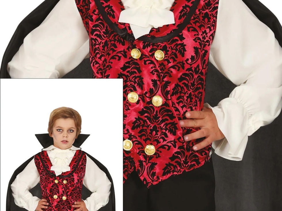 Sente o poder das trevas neste Carnaval com o fato Vampiro Clássico! Um visual elegante, misterioso e cheio de charme,