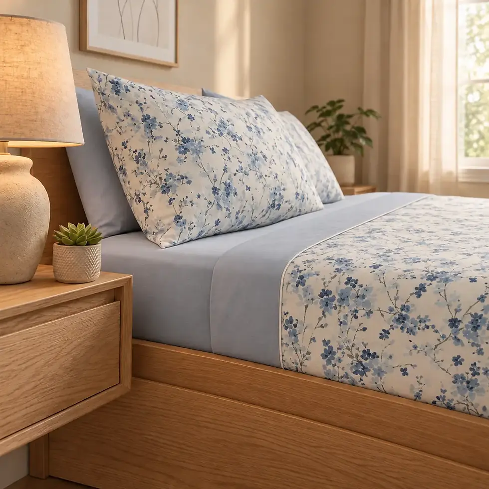 Renove o seu quarto com o Jogo de Cama Floral Jasmin, em 100% algodão de fabrico nacional. A suavidade e a respirabilidade