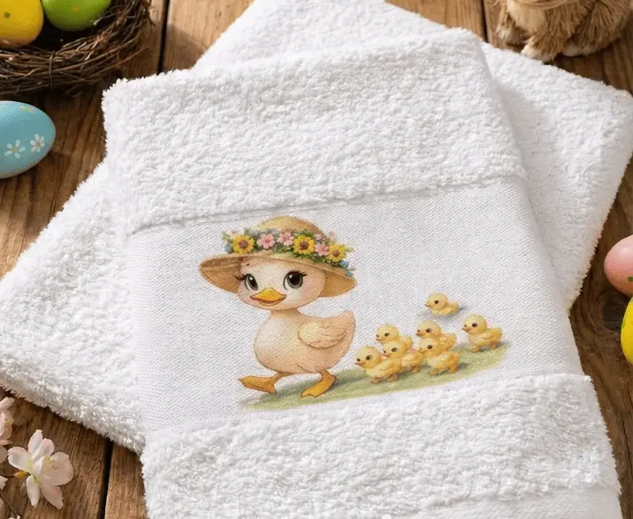 Pano Turco Páscoa com acabamento de alta qualidade, cada pano apresenta uma barra estampada com ilustrações exclusivas