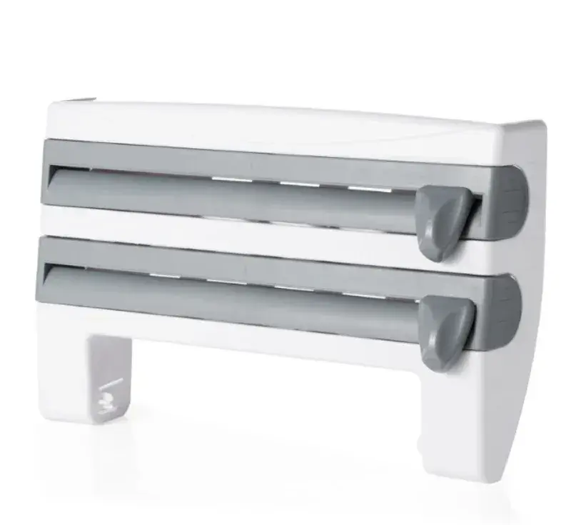 Dispensador de parede 3 em 1 prático elegante e funcional ideal para guardar e cortar película aderente