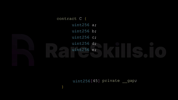 Animation of how to use the private gap variable when declaring state variables in the implementation contract