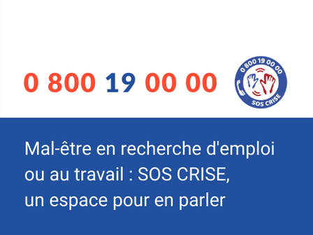 COMMUNIQUÉ - "Mal-être en recherche d’emploi ou au travail : SOS CRISE, un espace pour en parler"