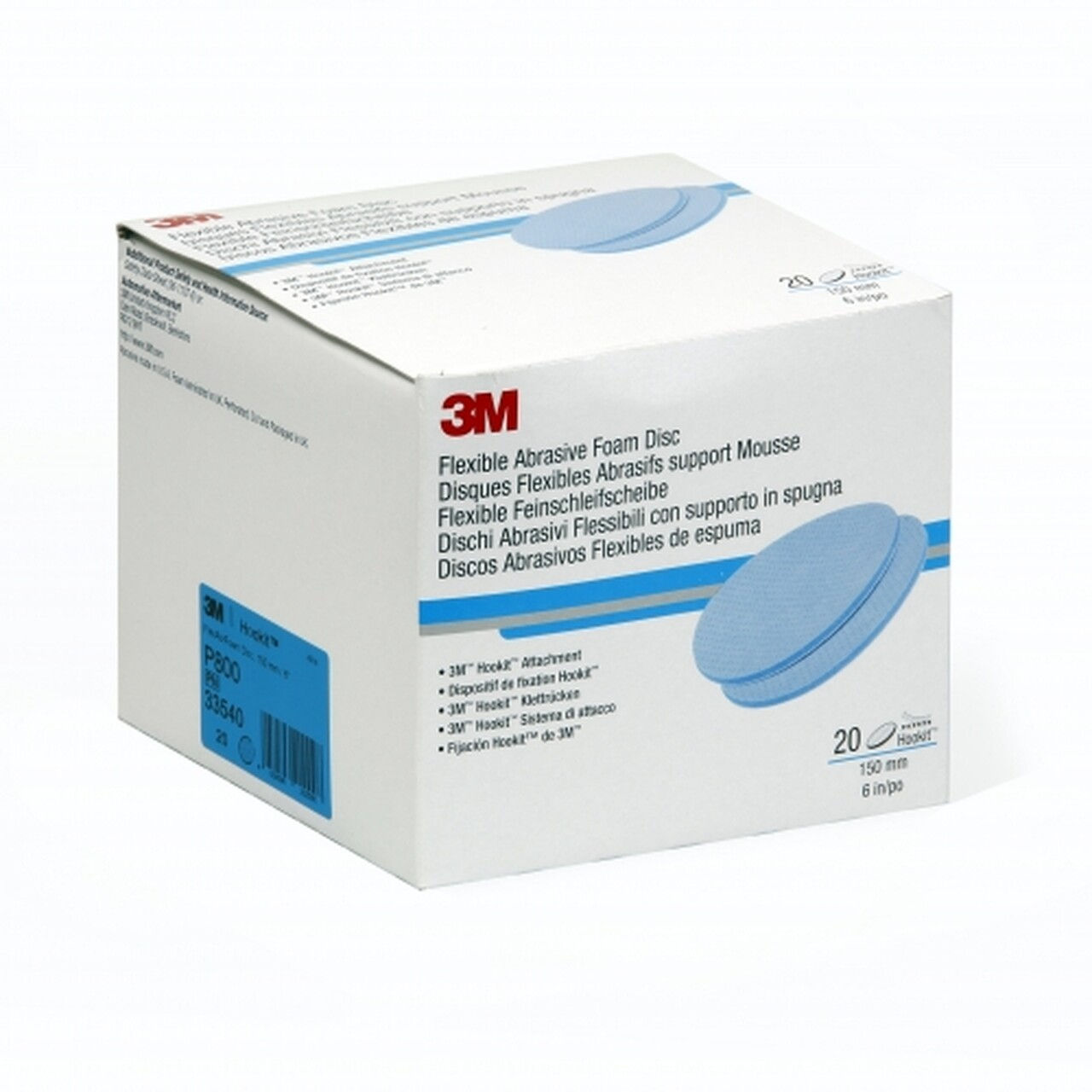 3M 33542 P1200 Grit 150mm Hookit Flexible Abrasive Foam Discs 33542 20pc