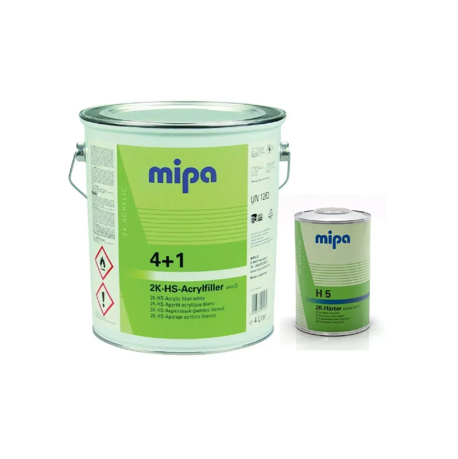 Mipa 4+1 WHITE Acrylfiller 2K High Build Primer Filler Kit 5L KIT 4-1 X-Fast H5