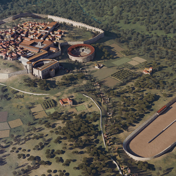 Ciudad romana, ilustración Roma, 