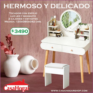 Tocador con banco y luz led
