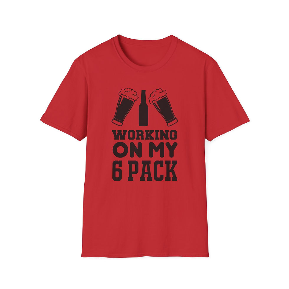 Thumbnail: Funny Beer Lover T-Shirt - "Working On My 6 Pack" Unisex Softstyle Tee