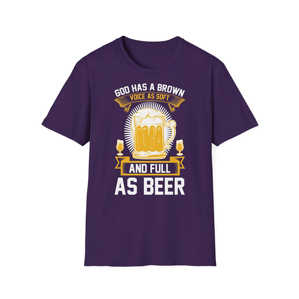 Thumbnail: Unisex T-Shirt “God Has a Brown Voice as Soft and Full as Beer” 