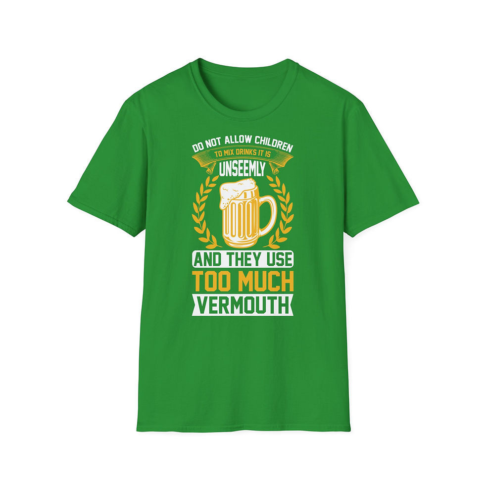 Thumbnail: Unisex T-Shirt “Do Not Allow Children to Mix Drinks -They Use Too Much Vermouth”
