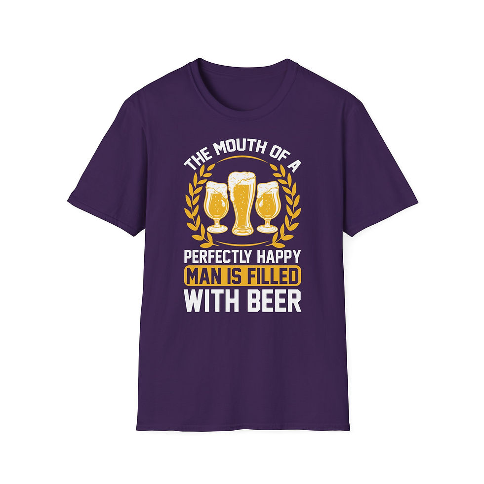 Thumbnail: Unisex T-Shirt “The Mouth of a Perfectly Happy Man Is Filled with Beer” 