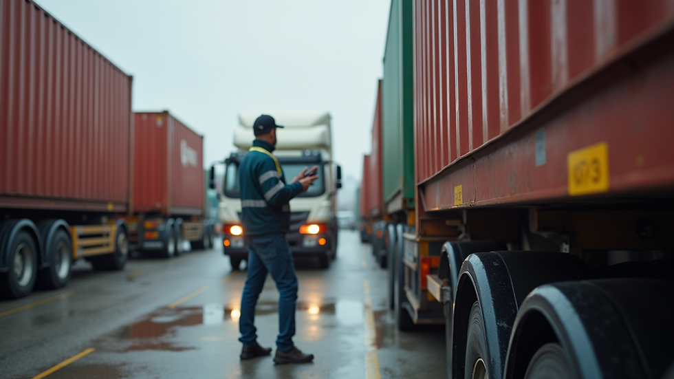Eye-level view of a freight forwarder managing cargo