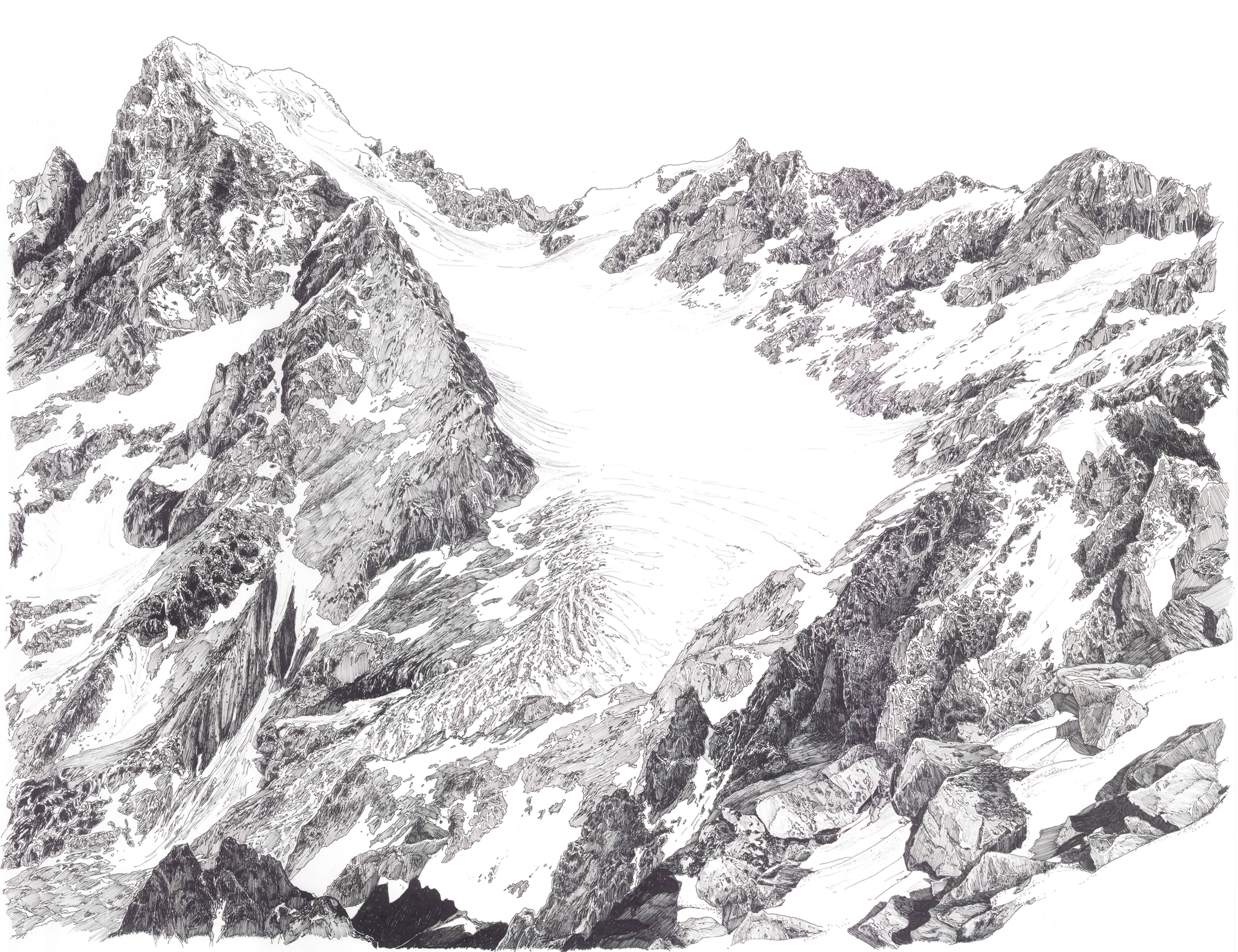 La barre des Ecrins et son glacier blanc