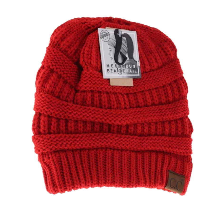 Thumbnail: SOLID CLASSIC CC BEANIE PONY TAIL WINTER HAT BEANIE #2292