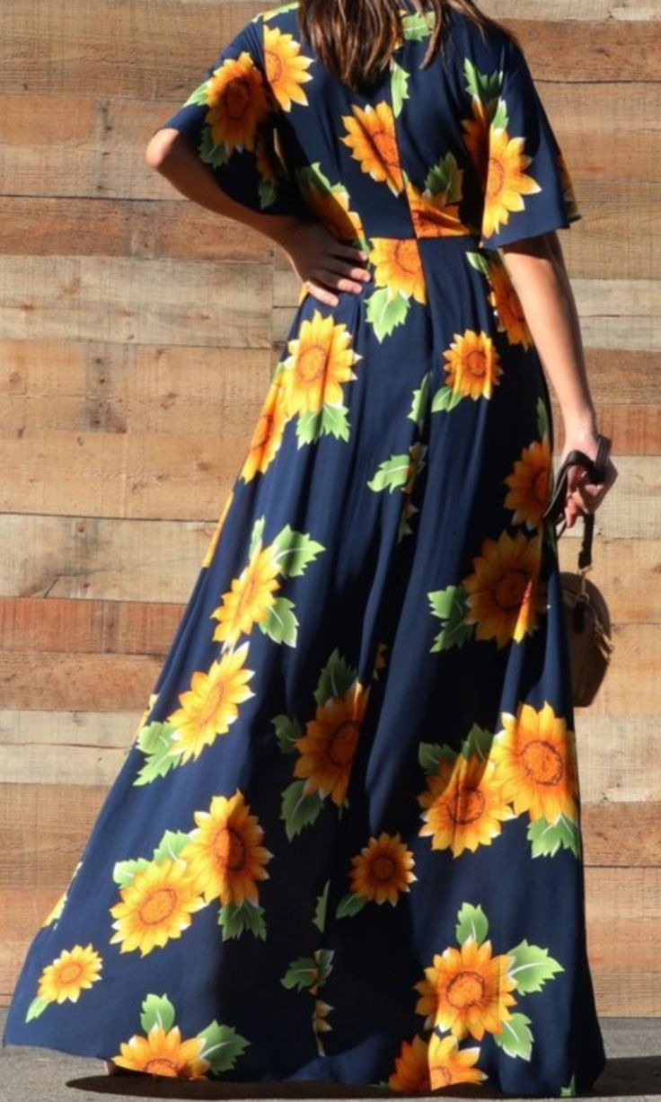 Thumbnail: NAVY BLUE SUNFLOWER DRESS #686