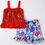 Thumbnail: RED SEQUIN 2 PIECE GIRL'S SHORT WITH ELASTIC WAISTBAND SET  4TH OF JULY #1960 