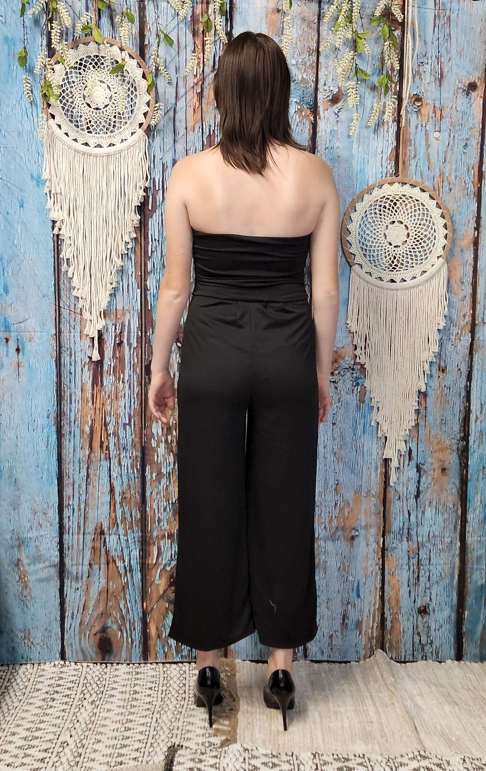 Thumbnail: BLACK STRAPLESS JUMPSUIT WITH POCKETS & FULLY LINED BODICE #1588