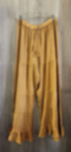 Thumbnail: MUSTARD MINERAL WASH FREE SIZE ADJUSTABLE WAISTBAND PALAZZO PANT #2508