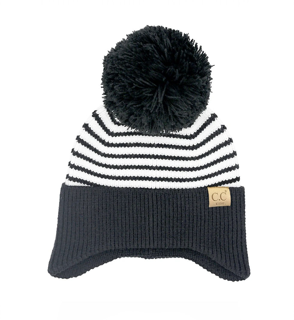 Thumbnail: CC BEANIE BRAND KID SIZES POMPOM BEANIE THAT COVERS THE EARS IN 5 COLORS #2622