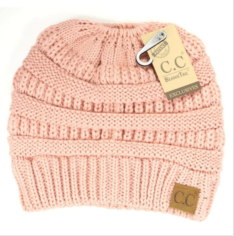 Thumbnail: SOLID CLASSIC CC BEANIE PONY TAIL WINTER HAT BEANIE #2292