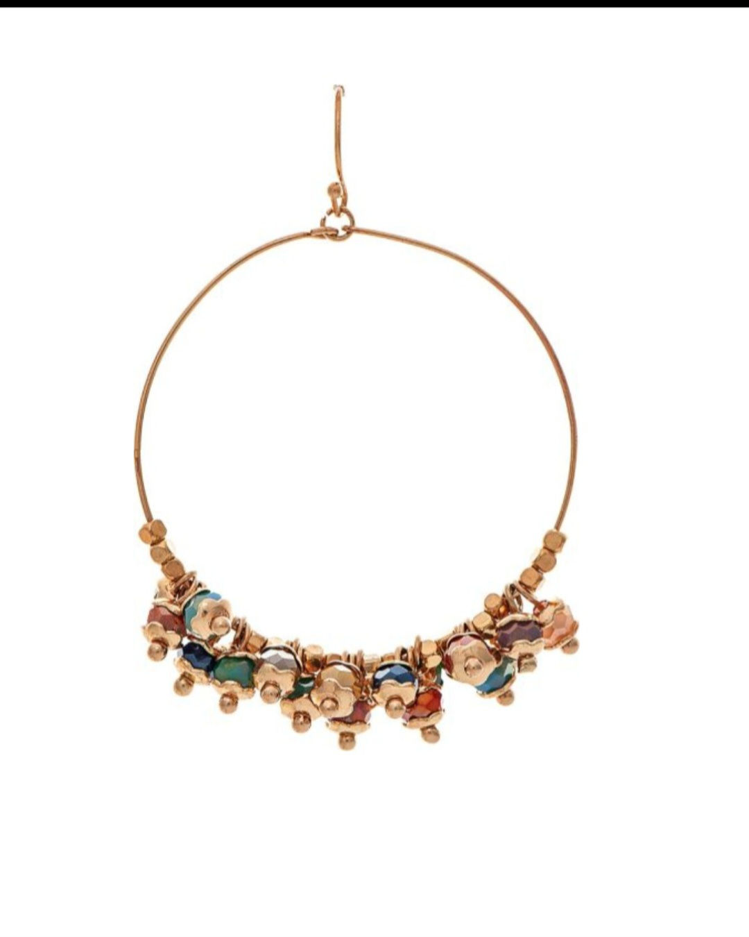 RAIN JEWELRY BRAND GOLD MULTI COLOR BEADED 1 & 3/4 " CIRCLE HOOP EARRINGS #3806