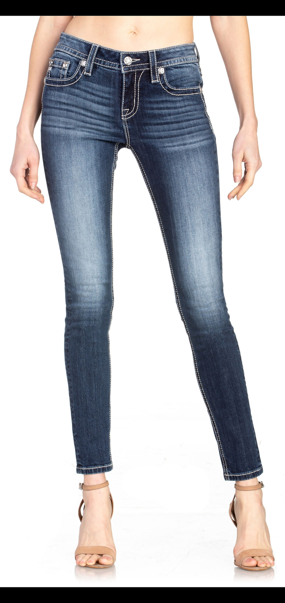 Thumbnail: MISS ME BRAND HAILEY SKINNY JEAN WITH EMBROIDERED BULL HEAD #283