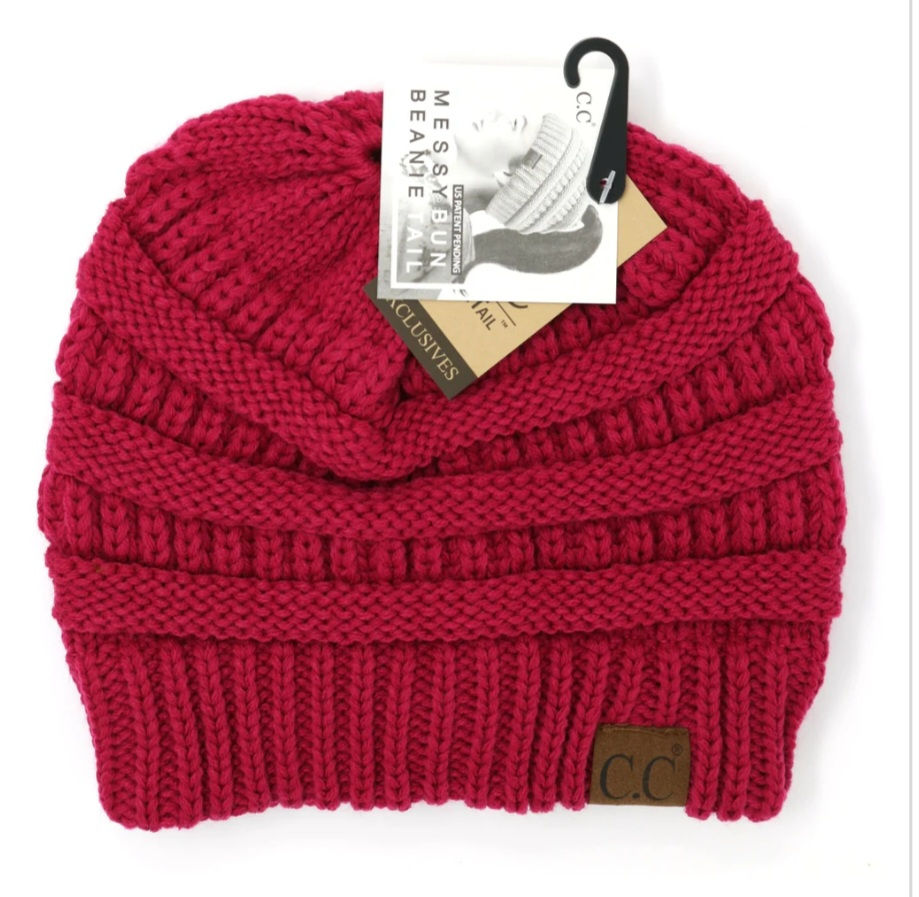 Thumbnail: SOLID CLASSIC CC BEANIE PONY TAIL WINTER HAT BEANIE #2292