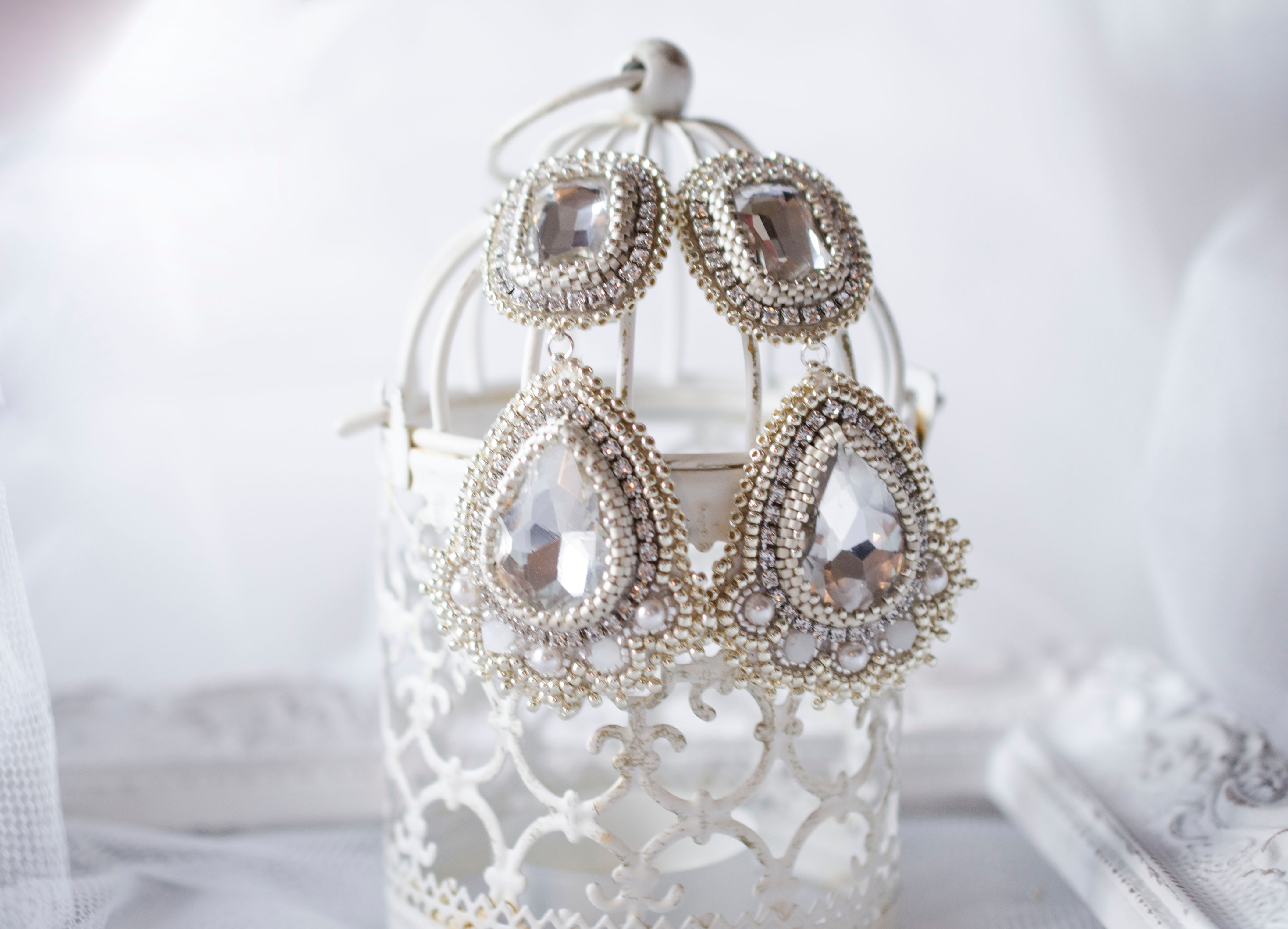 Bridal crystals earrings/Vestuviniai nuotakos auskarai