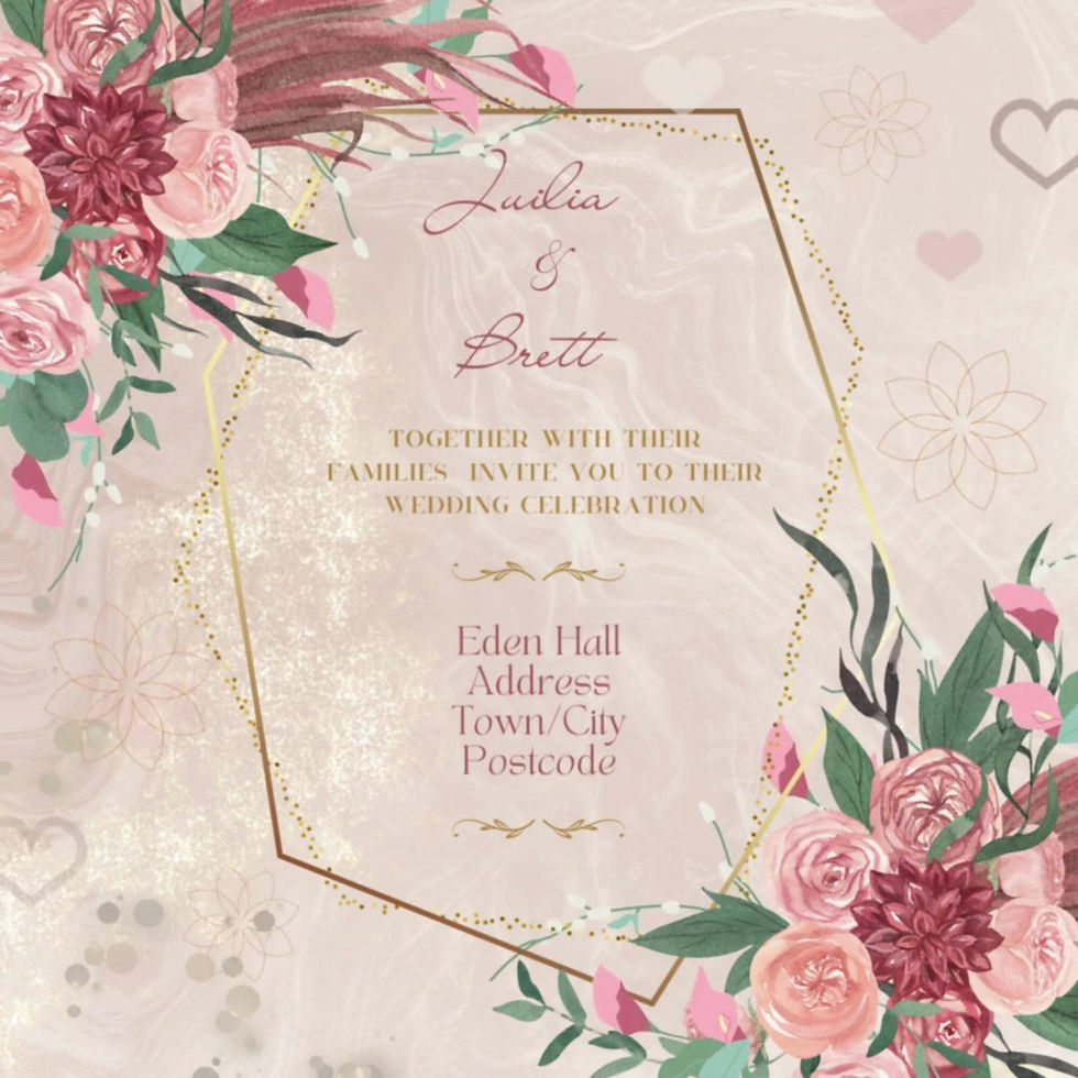 Blush & Gold Hexagon Wedding Invitation