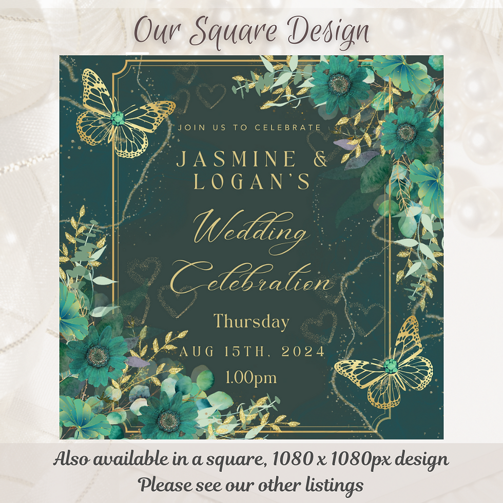 Thumbnail: Emerald Green & Gold Digital Wedding Invitation