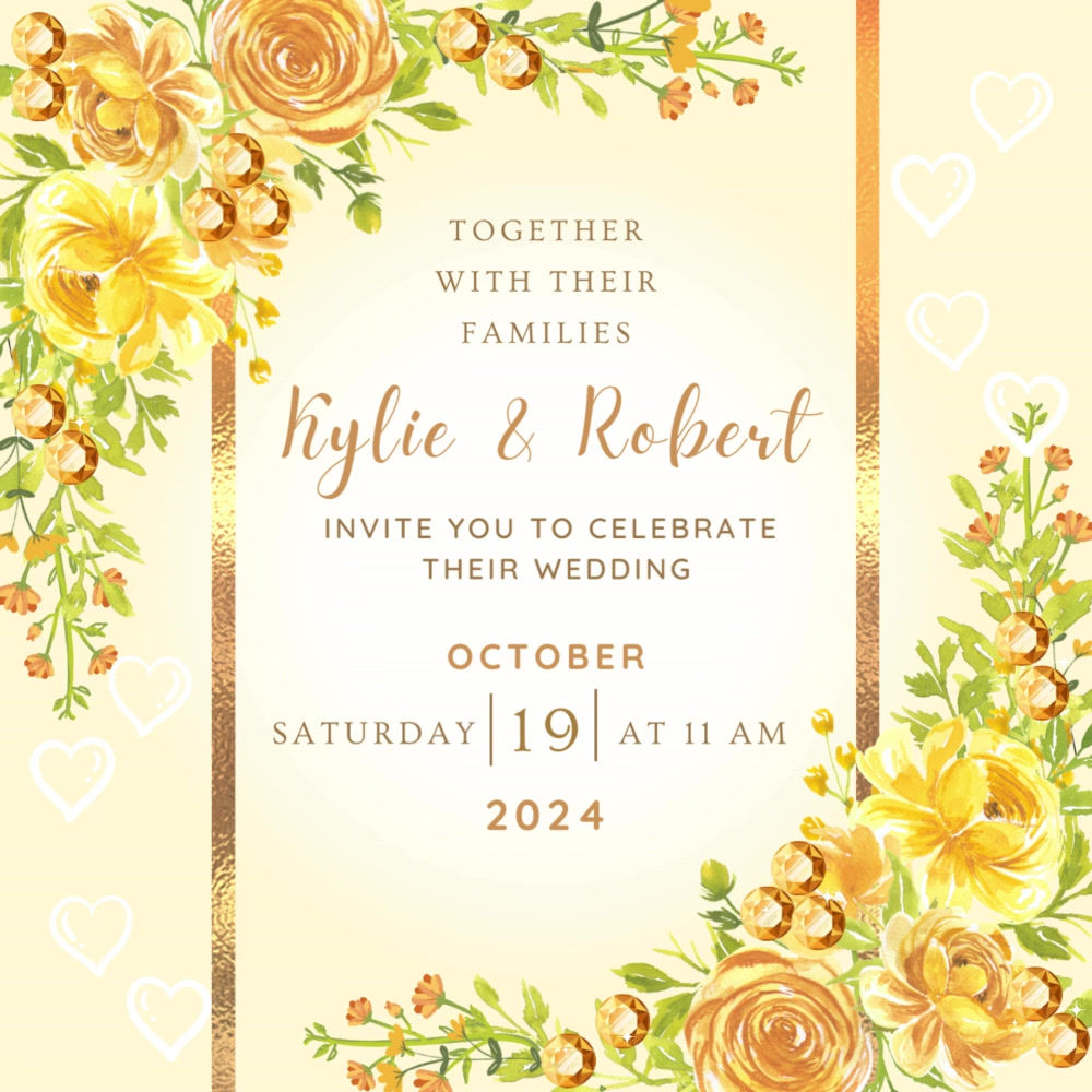 Yellow Floral Wedding Invitation