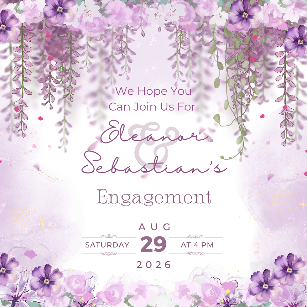 Thumbnail: Purple elegant engagement invitation with a stylish floral design and personalised text, digital video ecard
