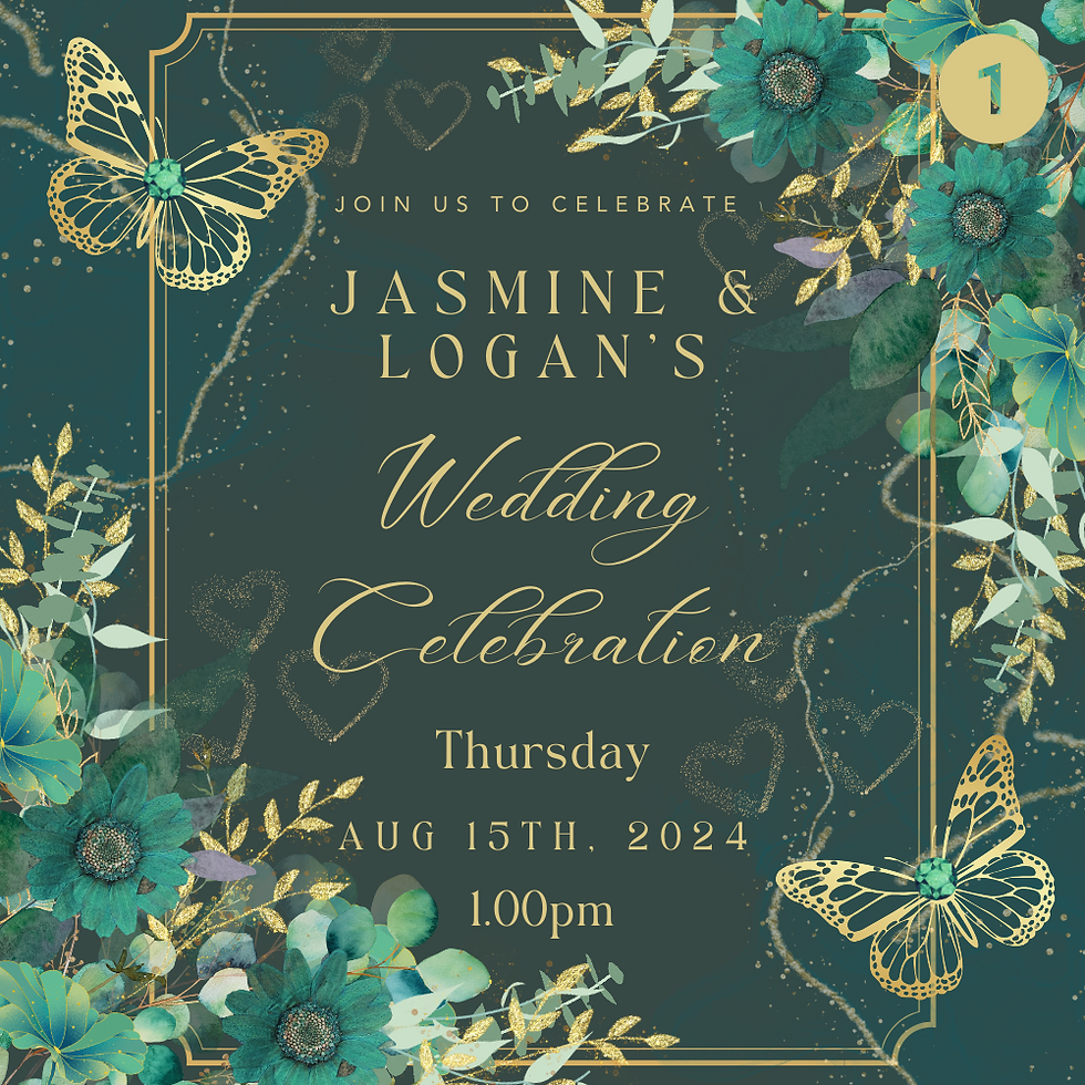 Emerald Green & Gold Wedding Invitation