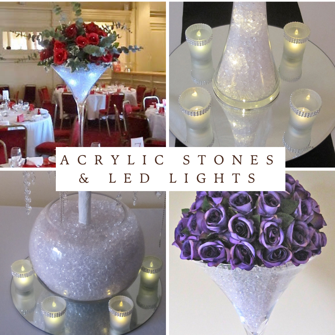 Acrylic stones for vases and centrepieces