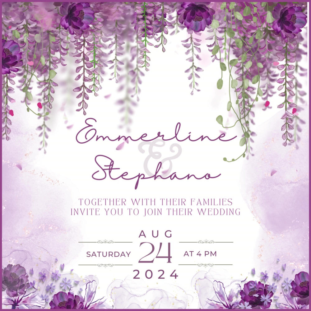 Purple Elegant Wedding/Anniversary Invitation