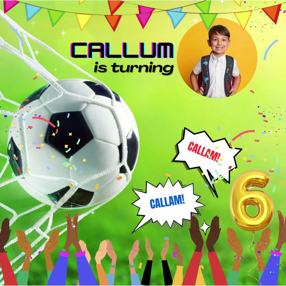 Personalised football birthday invitations, animated video add your own photo or video