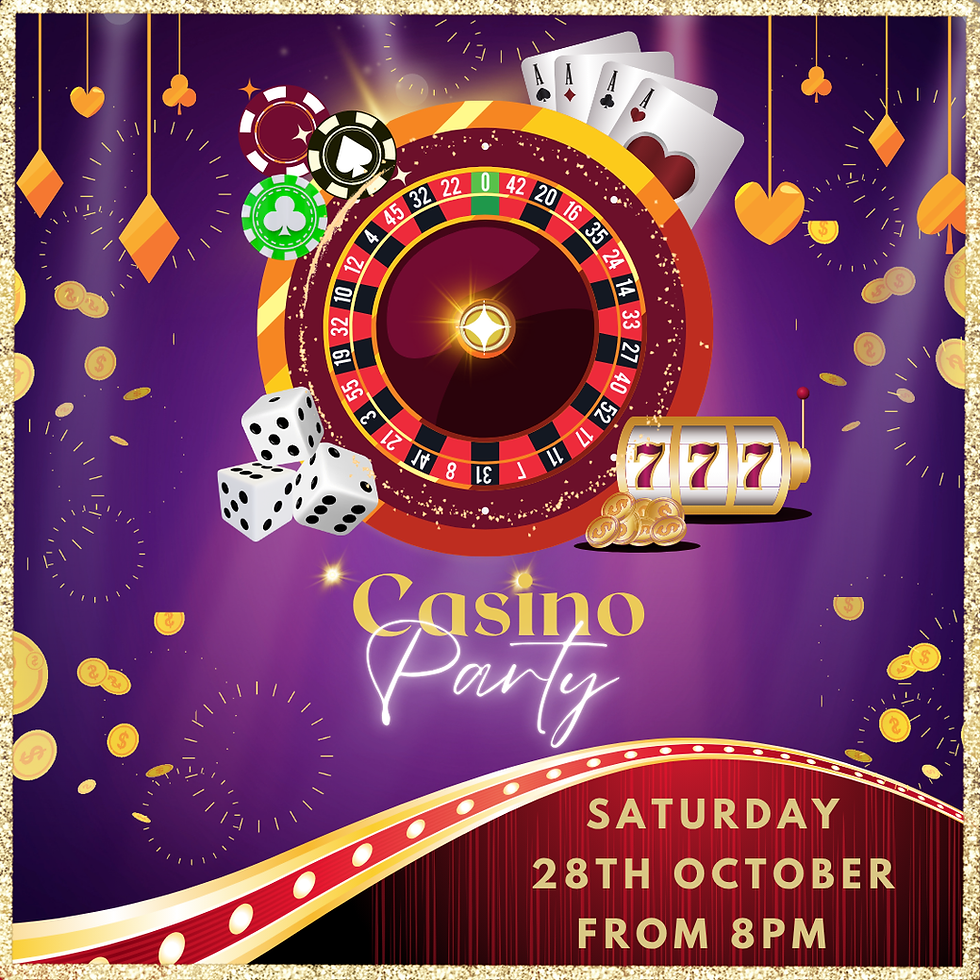Thumbnail: Casino Party personalised digital video invitation with cards, dice and roulette theme.