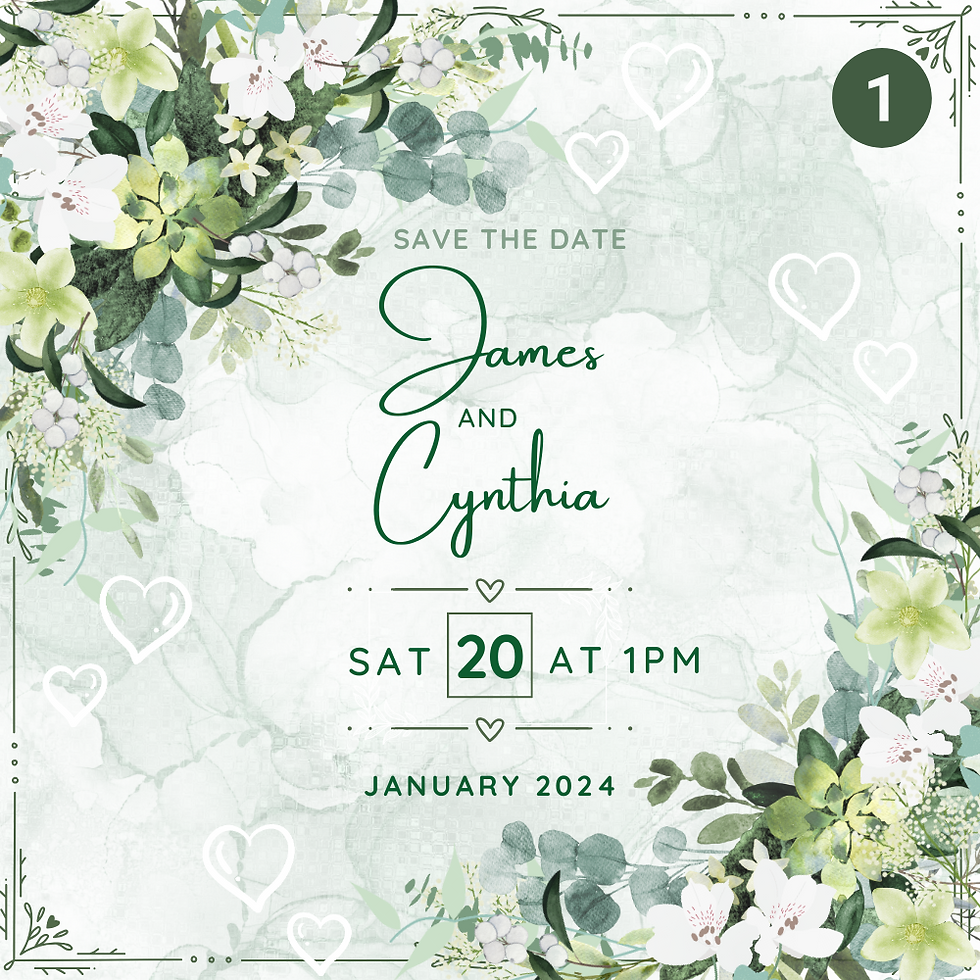 Green Floral Wedding/Anniversary Invitation