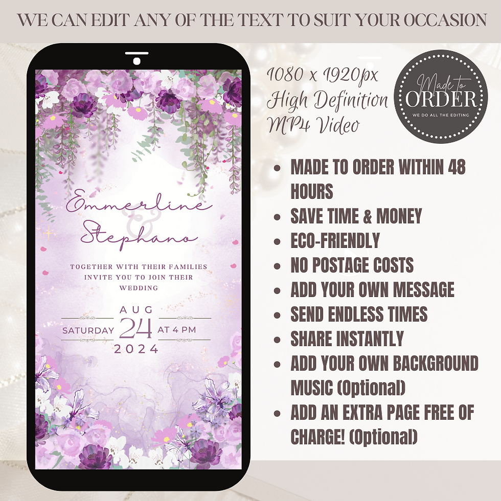 Thumbnail: Purple Elegant Mobile Wedding Invitation