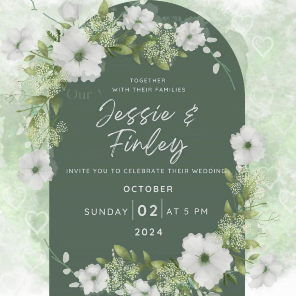Sage Green & White Floral Wedding Invitation