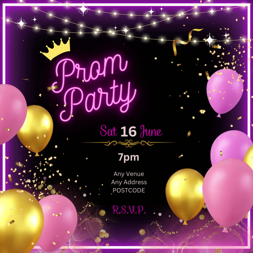 Pink & Gold Prom Invitation