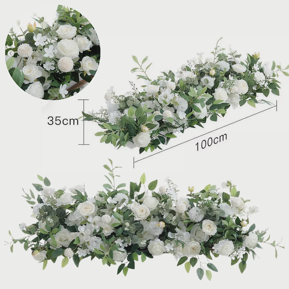 Thumbnail: Rows of 100cm artificial flowers and greenery for elegant venue decoration, enhancing top tables, aisles, and backdrops.