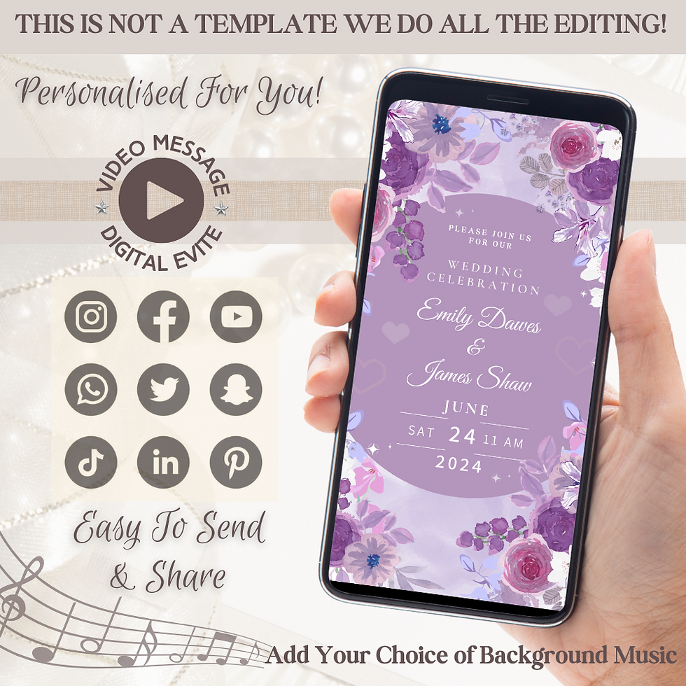 Thumbnail: Lilac & Purple Mobile Wedding Invitation
