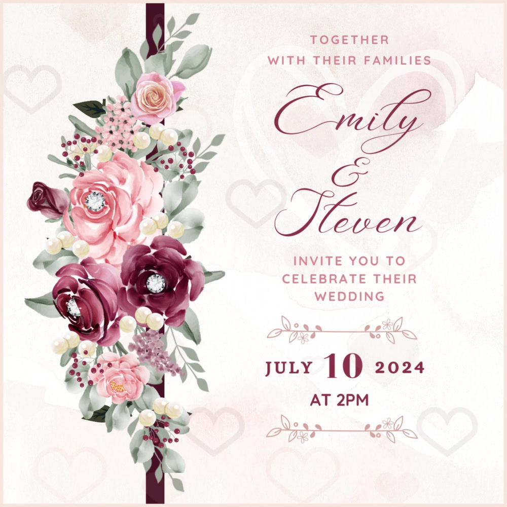 Magenta Wedding/Anniversary Invitation