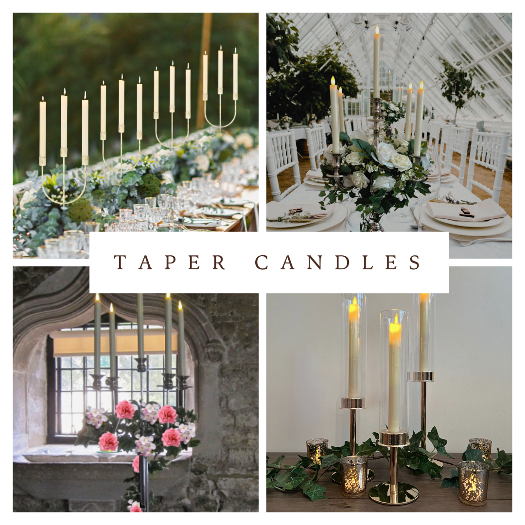 LED taper candle hire - illuminate your occasion, a charming and safe alternative to traditional candles.