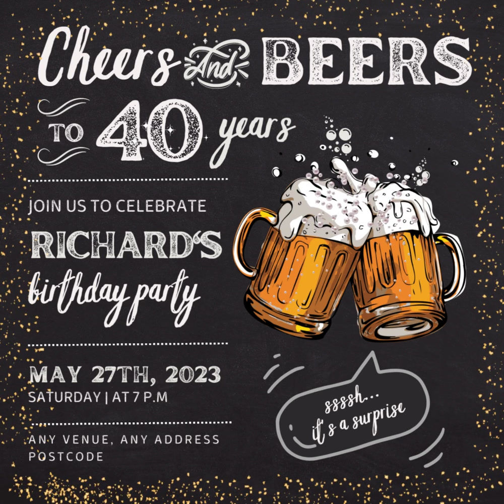 Cheers & Beers, Any Age, Birthday Invitation