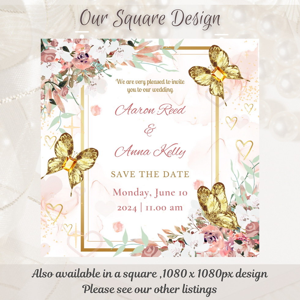 Thumbnail: Gold Butterfly Mobile Wedding Invitation