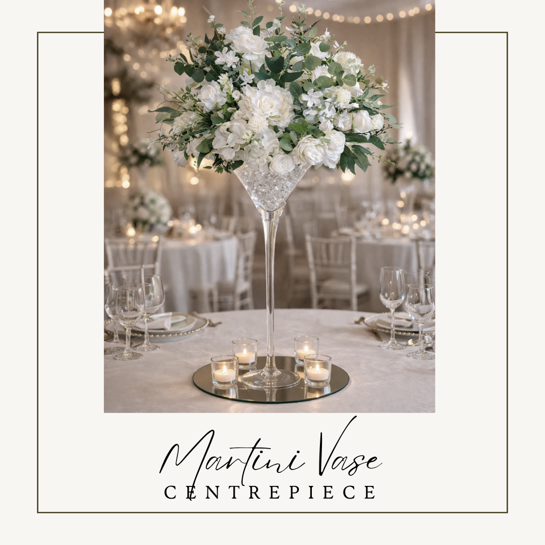 Martini Vase Centrepiece With Faux Florals