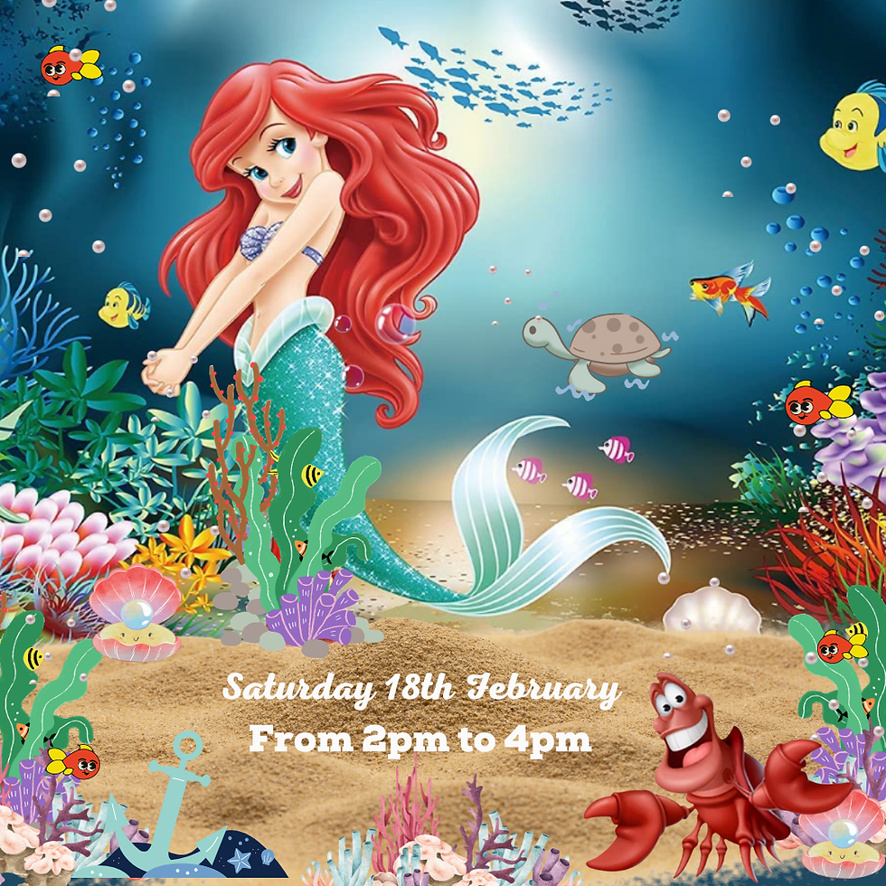 Thumbnail: Little Mermaid underwater invitation with Ariel and Sebastian – add your photo or video, personalised animated ecard.