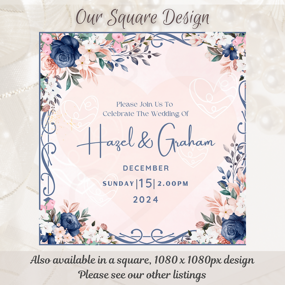 Thumbnail: Blue & Pink Heart Digital Wedding Invitation
